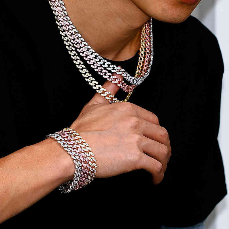 

6mm 8mm Width Miami Cuban Link Chains Necklace Men's Women Fashion Jewelry Iced Out Cubic Zircon Bling Charm Hip Hop Chains X0509