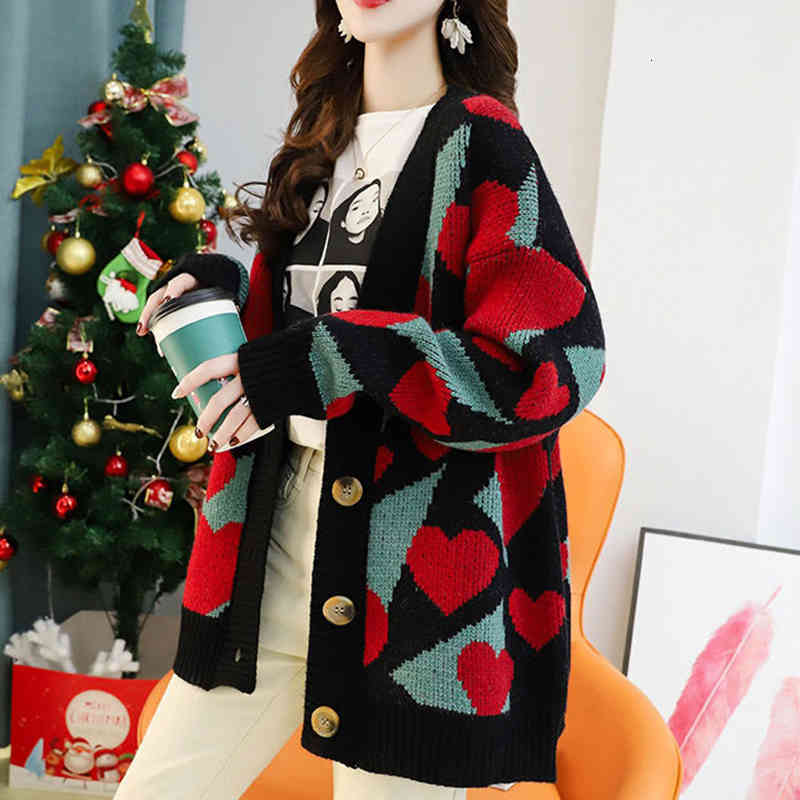 

Women's Sweaters Azyt women's cardigan turtleneck v Loose, cardigan, jacket, autumn, harajuku, bf, fashion, knitted or crocheted BC4Y, 1# shoe box