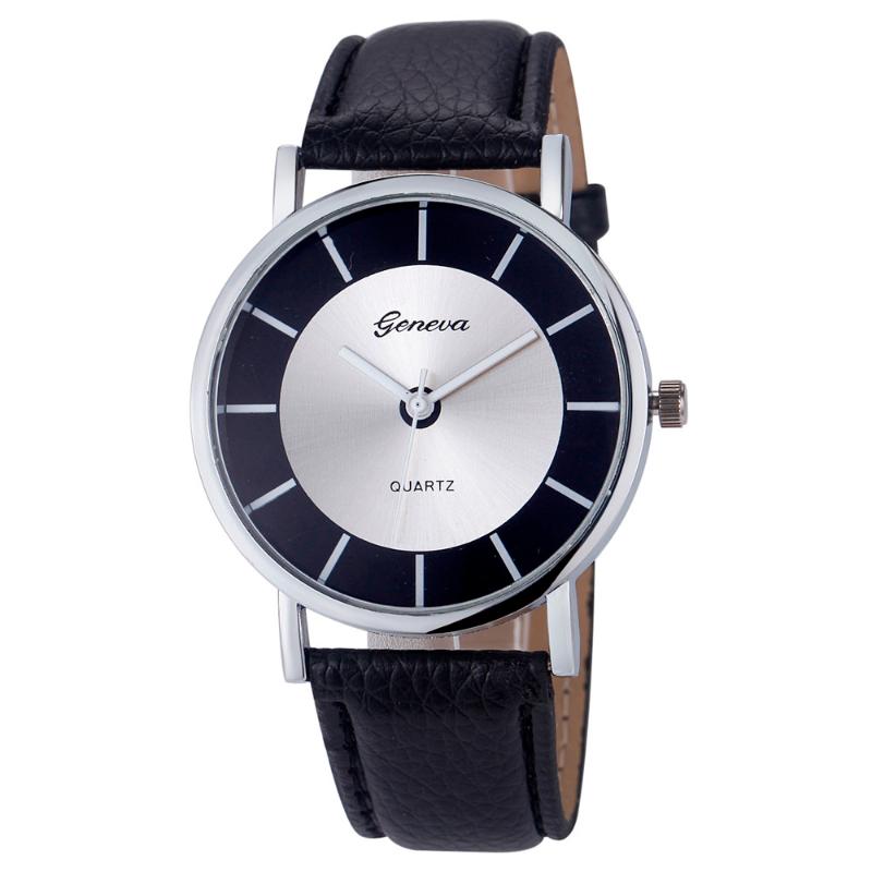 

Wristwatches Geneva Women Fashion Retro Dial Leather Analog Quartz Wrist Watch Watches Relogios Femininos De Pulso, Black