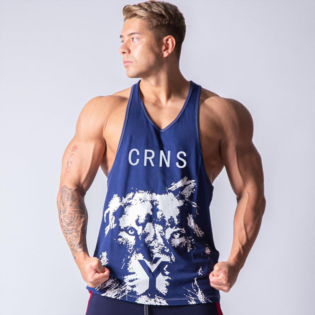

gym tank men fitness bodybuilding sleeveless shirt male stringer singlet summer casual print vest undershirt workout clothes, White;black
