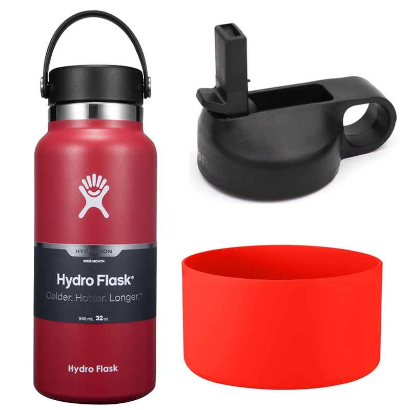

For HydroFlask Bottle Wide Mouth 2.0 Straw Lid with Boot compatible Sport Water Bottles And Flex Cap New Insulated