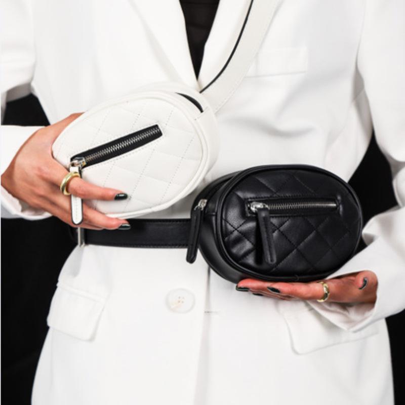 

Outdoor Travel Women's Pocket Chest Bag Rhombic Pu Simple Wind Cross Body, Black