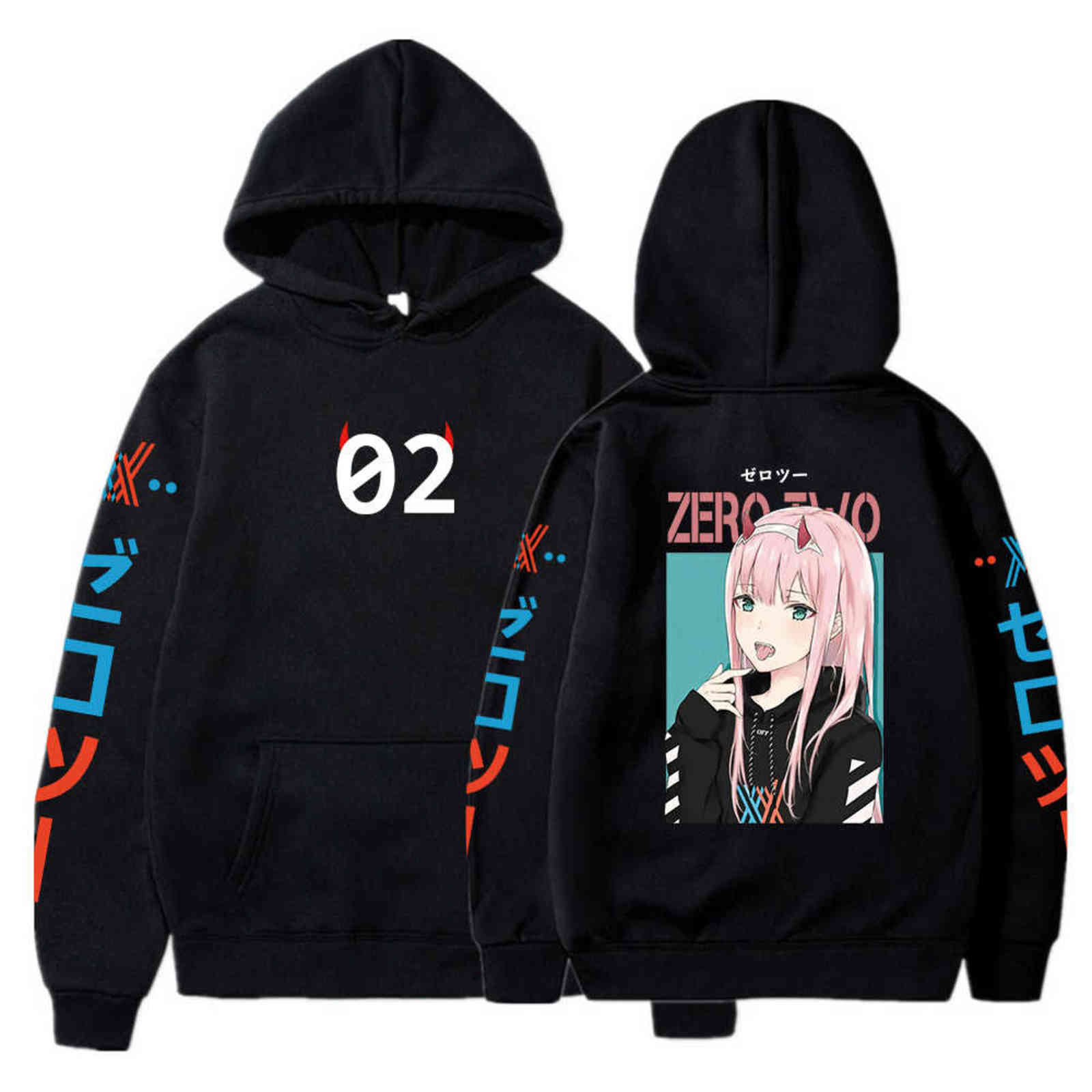 

Anime Darling in the Franxx Hoodie Zero Two 02 Sweatshirts Cozy Tops Sweatsuit Sudadera Felpa Moletom Y1109, Gray