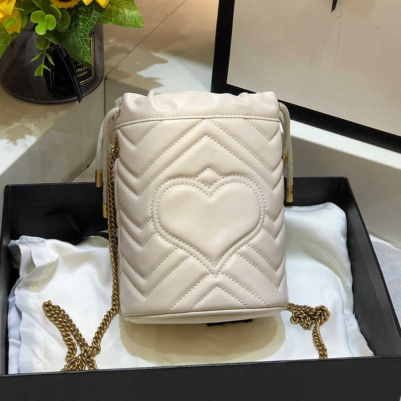 

High Quality Women's Bag 2021 Star Same Leather g Marmont Chain Bucket Mini