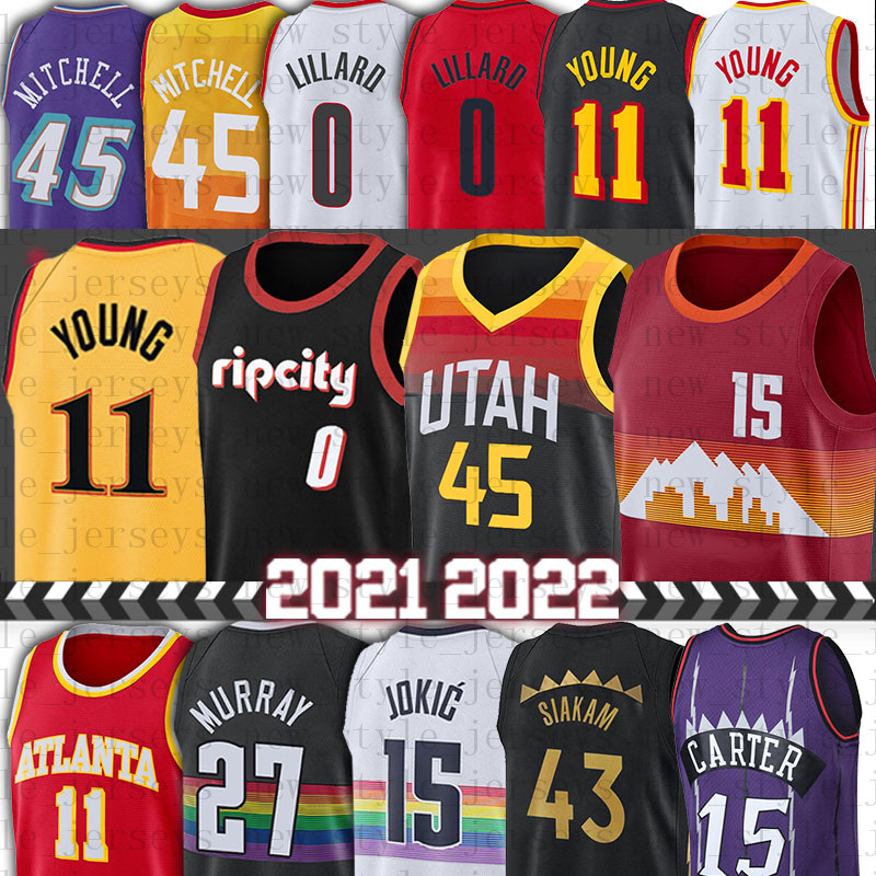 

Atlantas Hawk Damian 0 Lillard Trae 11 Young Basketball Jerseys Jamal 27 Murray Nikola 15 Jokic Pascal 43 Siakam Carter 15 Vince Jersey, Men