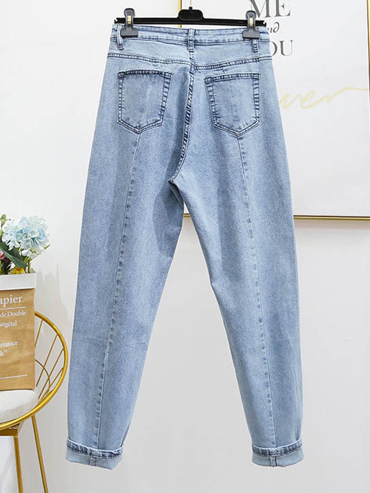 

2011jeans woman high waist plus size zipper skinny full length denim pencil pants 5xl 6xl 7xl, Blue