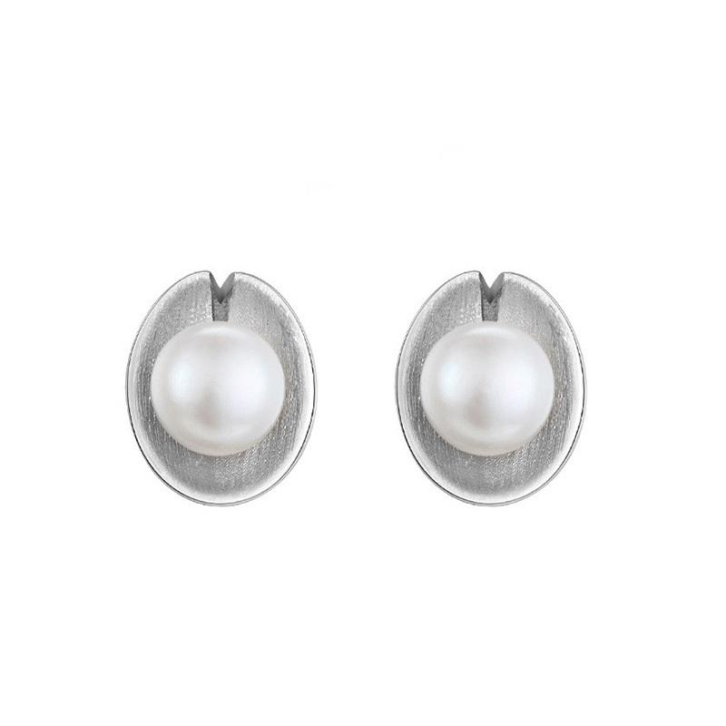Stud Fashion Oval Leaves Freshwater Pearl Earring 925 Sterling Silver Lucky Coin Ingots Cuff For Women Wedding Jewelry-image-704085041