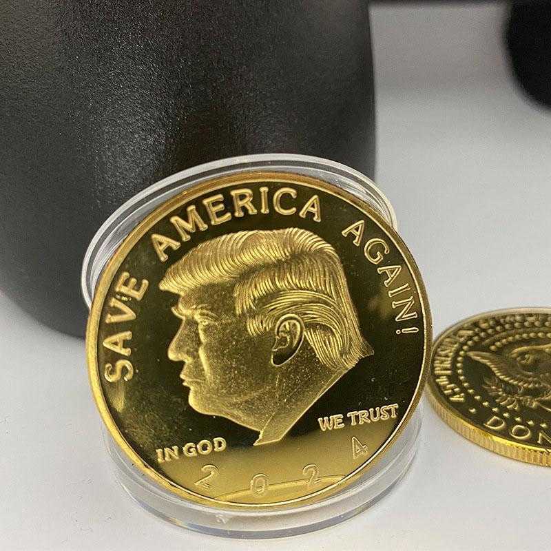 Trump 2024 Coin Commemorative Crafts Save America Again Metal Badge Gold and Silver