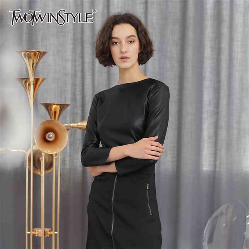 

TWOWINSYLE Minimalist Black Shirt For Women O Neck Long Sleeve Solid Casual Basic Shirts Female Fashion Clothing 210524