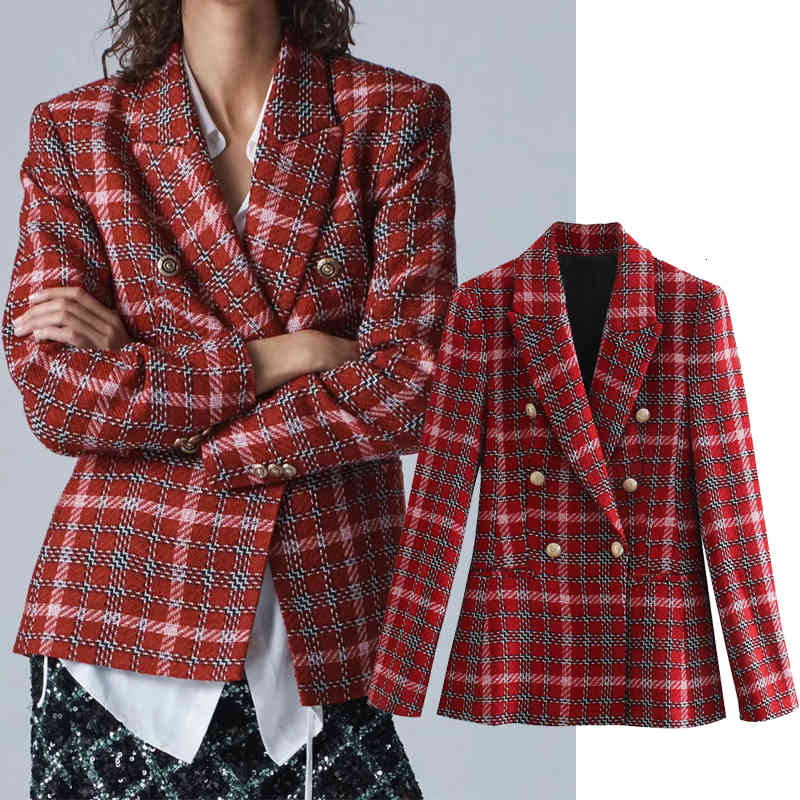 

Women's Down & Parkas Women Autumn winter Red plaid print Coat Turn-down Collar Long Lady Streetwear buttons Outwear M65G, Black