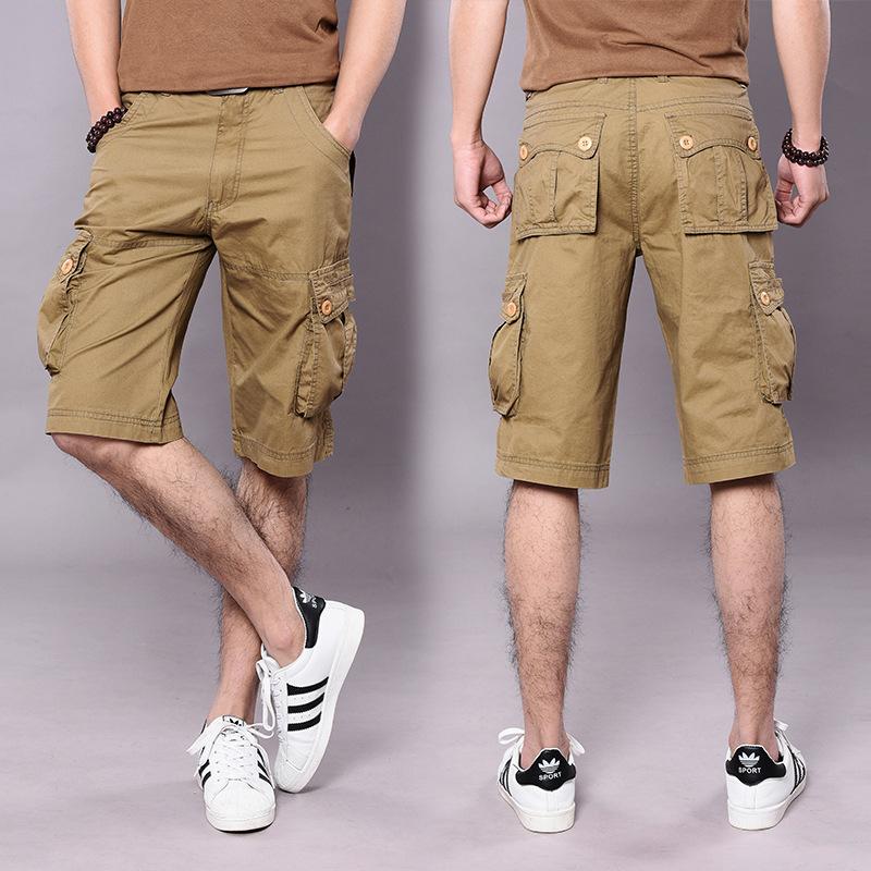 

Men's Shorts Casual Mens Jogger Cargo Short Pants Cottton Workout Straight Knee Length Pantalones Cortos Hombre 29-44 Size, White;black