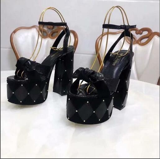 

2021 platform Sexy T Show Shoes 14cm heel Summer Gladiators for women high quality, Black