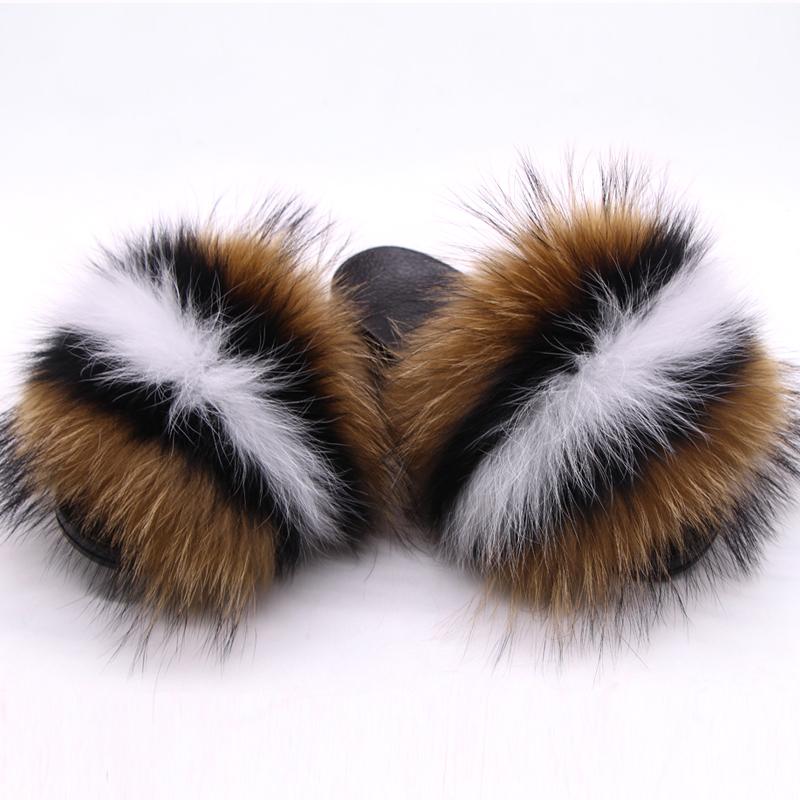 

Custom Mix Color Furry Fur Slippers Women Slides With Matching Purses Sandals, Black