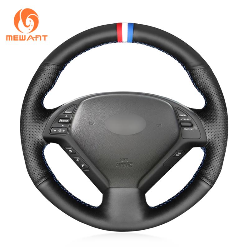 

Steering Wheel Covers MEWANT Black Genuine Leather For Infiniti G G25 G35 G37 EX EX35 EX37 Q Q40 Q60 QX50 Skyline