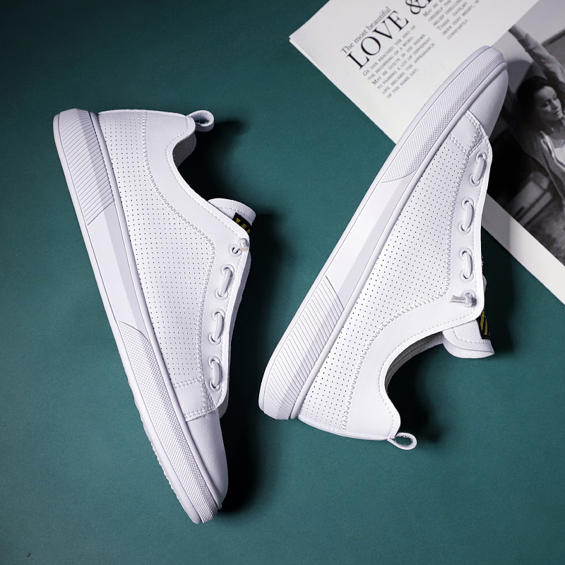 

Mens Low Top Fashion Sneakers Trend Adult Comfortable Casual Spring summer breathable microfiber leather wild white Mens shoes