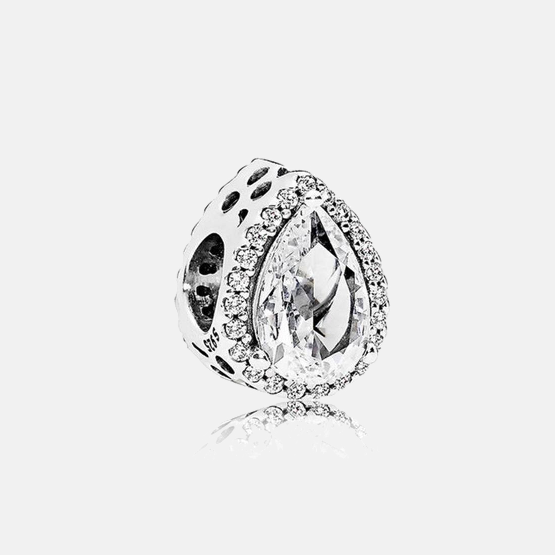 

Fine jewelry Authentic 925 Sterling Silver Bead Fit Pandora Charm Bracelets Shining Teardrop Charms Safety Chain Pendant DIY beads, Bronze;silver