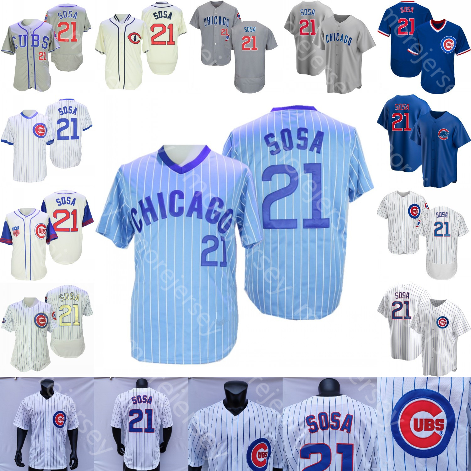 

Sammy Sosa Jersey 1929 1942 Cream 2016 WS Gold Blue Grey White Pinstripe Fans Player Pullover Salute to Service Women Size S-3XL, Women blue