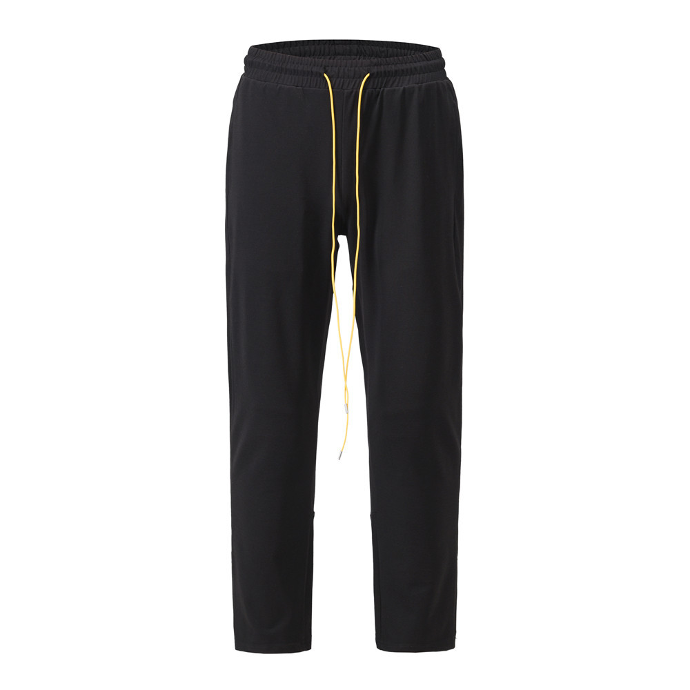 

2021 Black Drawstring Cargo Pants Elastic Waist Four Pocket Styling