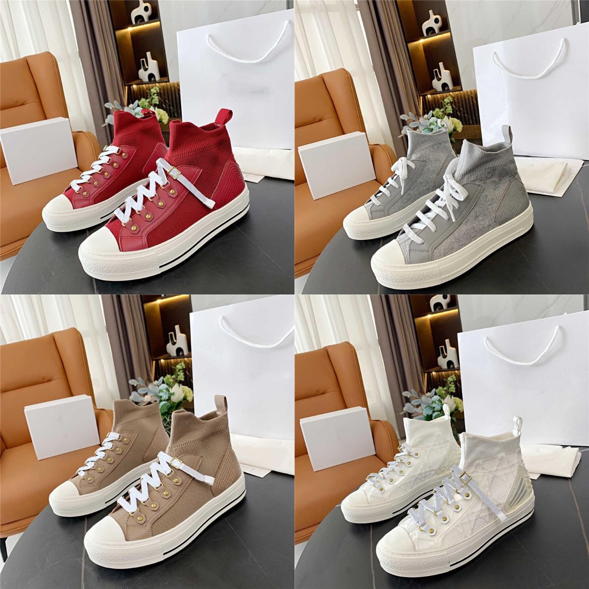 

2021 Designer Women Casual Shoes Canvas Shoe Alphabet Printed Embroidery Sneakers High Top Comfortable Mesh Breathable Oblique Socks Trainer, Black