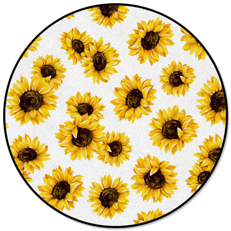 

Carpets Sunflower White Round Rug For Living Room Home Decor Kids Children's Bedroom Area Rugs Mats, As pic