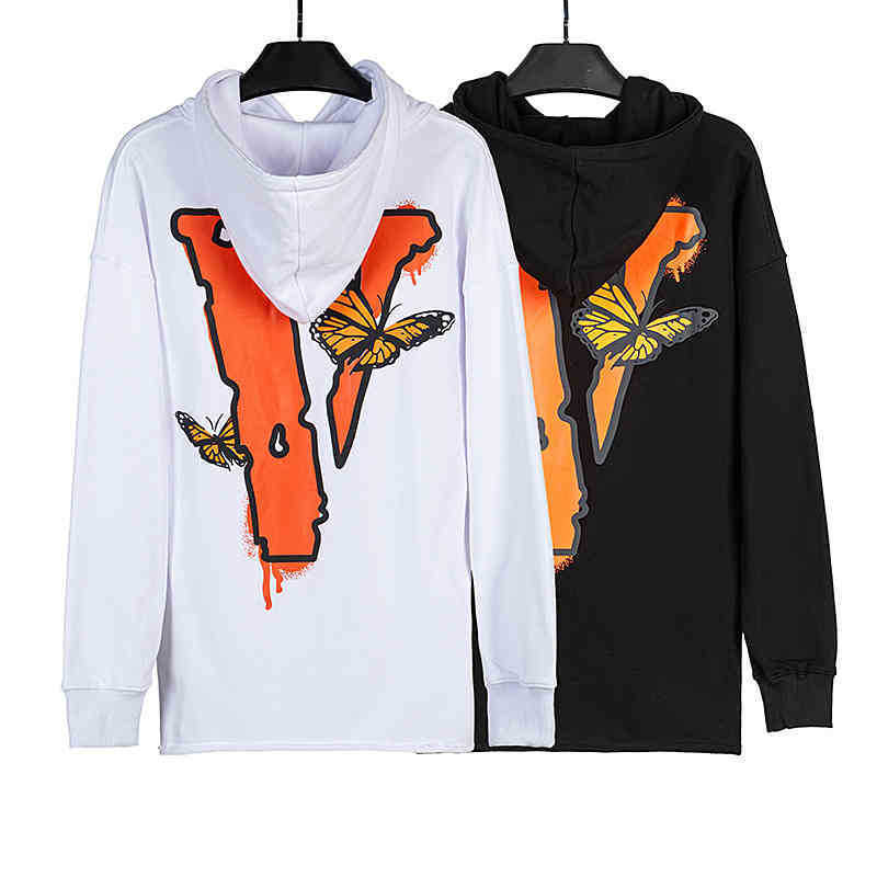 

Vlones Hoodie Sweater Big v Butterfly Print High Street Wang Yibo Same Men' and Women' Lining, White