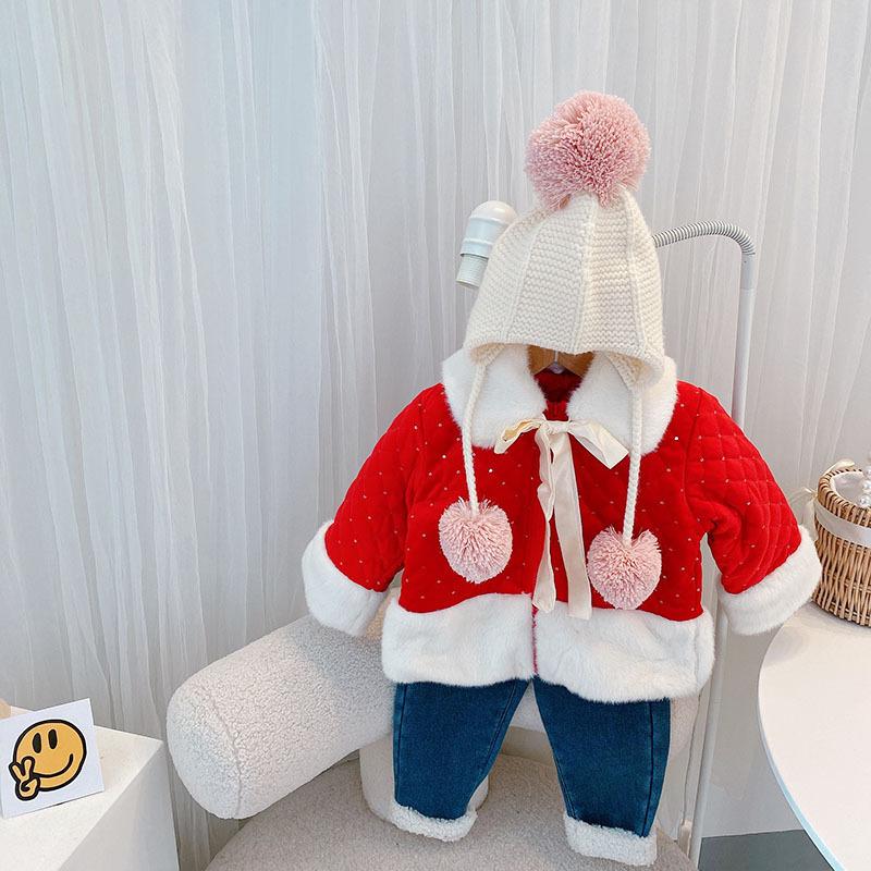 

Jackets Winter Girls Thicken Faux Fleece Lapel Collar Warm Coats Children Kids Outerwear Baby Overcoats Casaco, Blue;gray