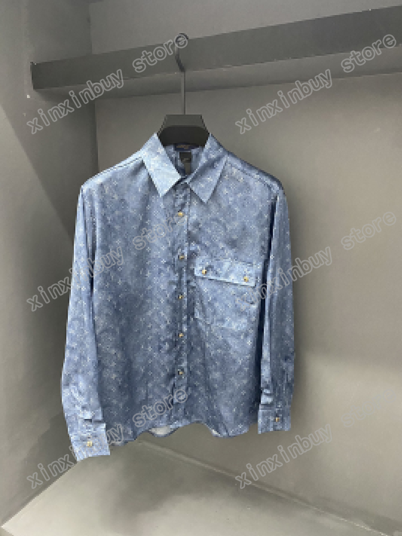 

21ss men printed t shirts Water wash Silk Long Sleeve Shirt clothes mens tag letter polo Black white blue 08, White;black