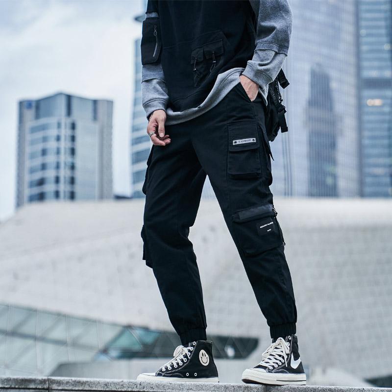

Men's Pants Side Zipper Pockets Cargo Harem Joggers Men 2021 Hip Hop Casual Harajuku Streetwear Sweatpant Trousers Male, Black