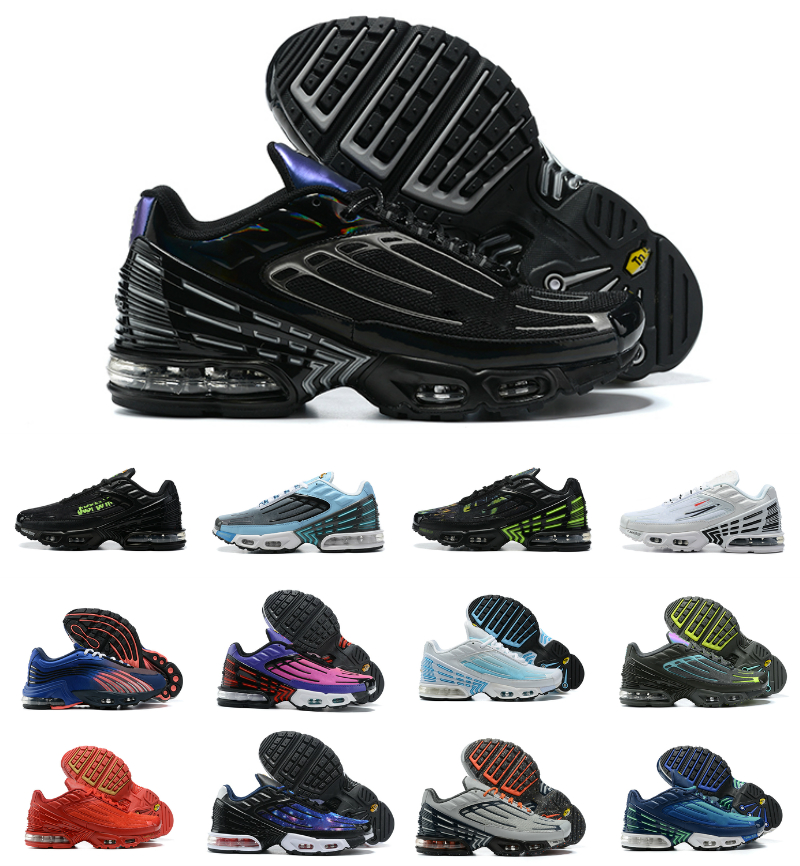 

Mens Tn 3 Plus Tuned III Running Shoes TN3 Vast Parachute Crater Deep Royal Trainers Noir Triple Black Wolf Grey White Aquamarine Blue Nebula Hyper Violet Sneakers, Box
