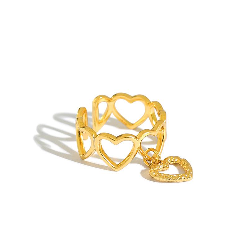 

Cluster Rings Real 925 Sterling Silver Hollow Love Heart For Women Fine Jewelry, Minimalist Engagement Ring Wedding Gifts