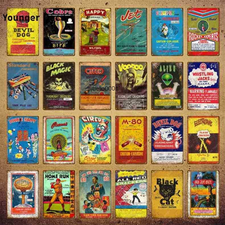 

Vintage Retro Circus Decor Firework Metal Poster Christmas Festival Decoration Wall Art Painting Plaque Jet Bomber Signs YI-101