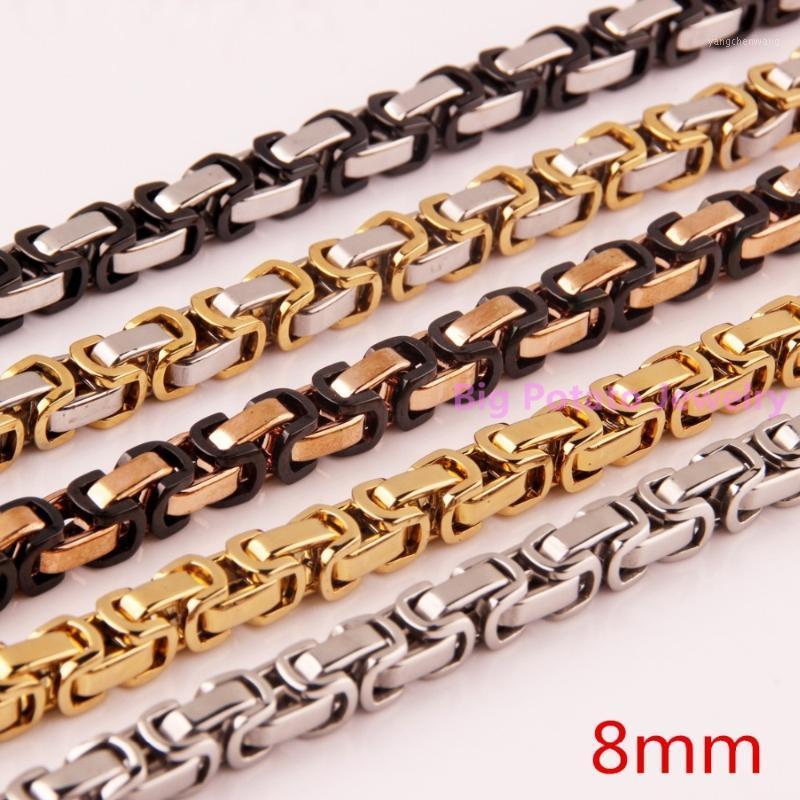 

8mm Width 316L Stainless Steel Necklace&Bracelet Chain Multiple Colour Choose Charming Unisex Byzantine 7-40" Custom Sizes Chains