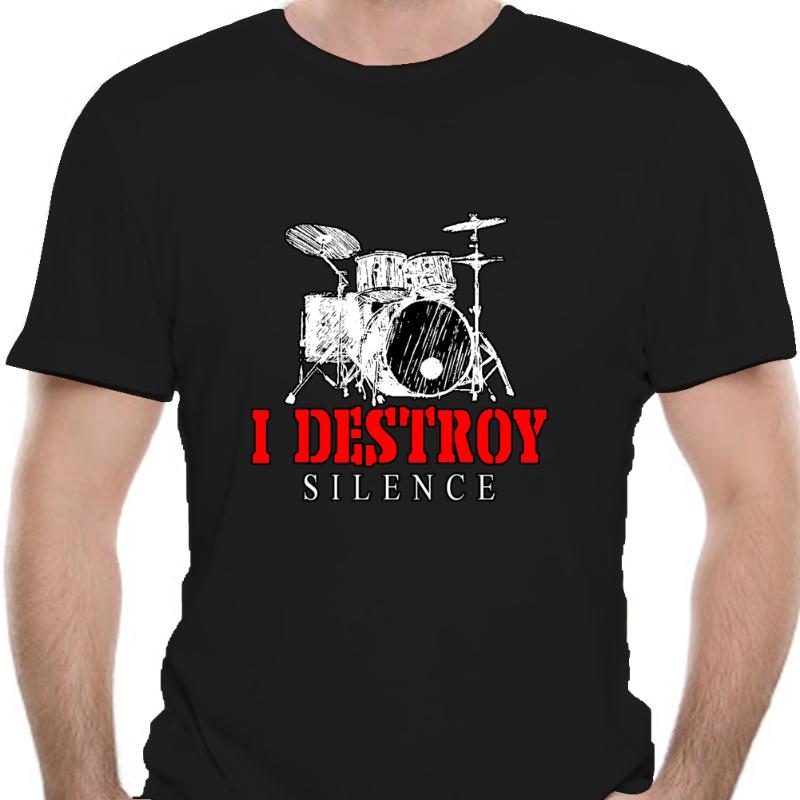 

Men's T-Shirts I Destroy Silence Drums T-Shirt Drummer Gift O-Neck Fashion Casual High Quality Print T Shirt Unisex Tees, White;black
