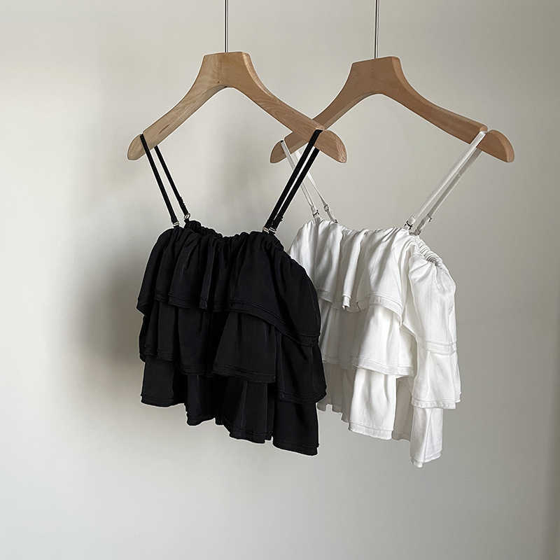 

High Quality Fashionstrapless Sleeveless Top Women 21 Summer Inside Spaghetti Strap Tanks & Camis 3937 210607, Black