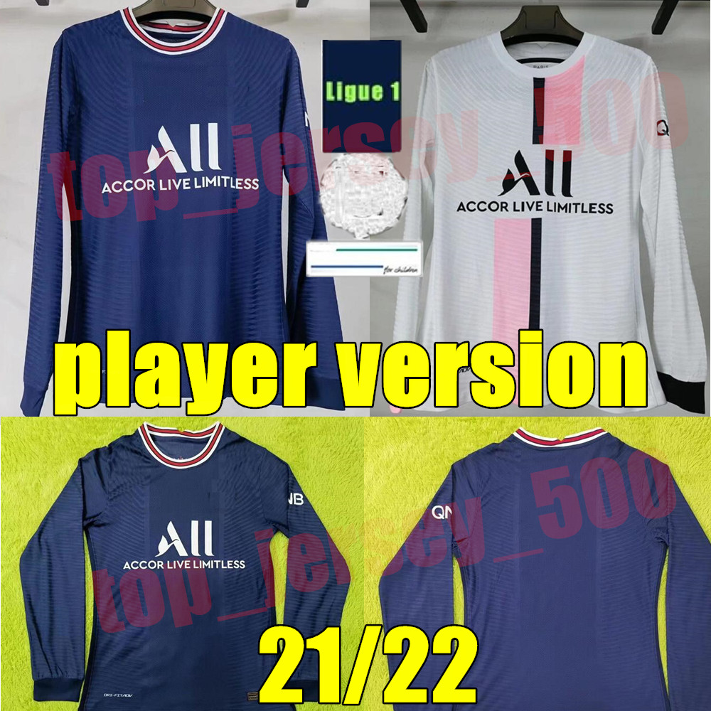 

21 22 Player version Long sleeve adult kits soccer Jerseys Maillots football 2021 2022 MESSI Psgs SERGIO RAMOS MBAPPE ICARDI NEYMAR shirt Men kit sets maillot de foot, Away