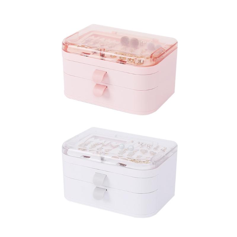 

Jewelry Pouches, Bags Plastic Double-layer Transparent Storage Box Drawer Type Case, Pink;blue