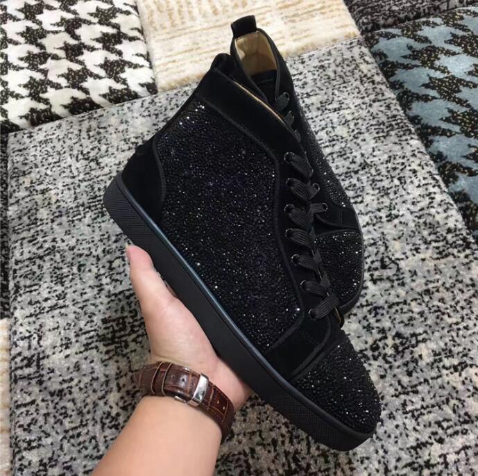 

10 Colors Style High Quality Red Bottom Casual Shoes Strass Rhinestone Designer Name Brands Size EU35-47 With Dust Bag