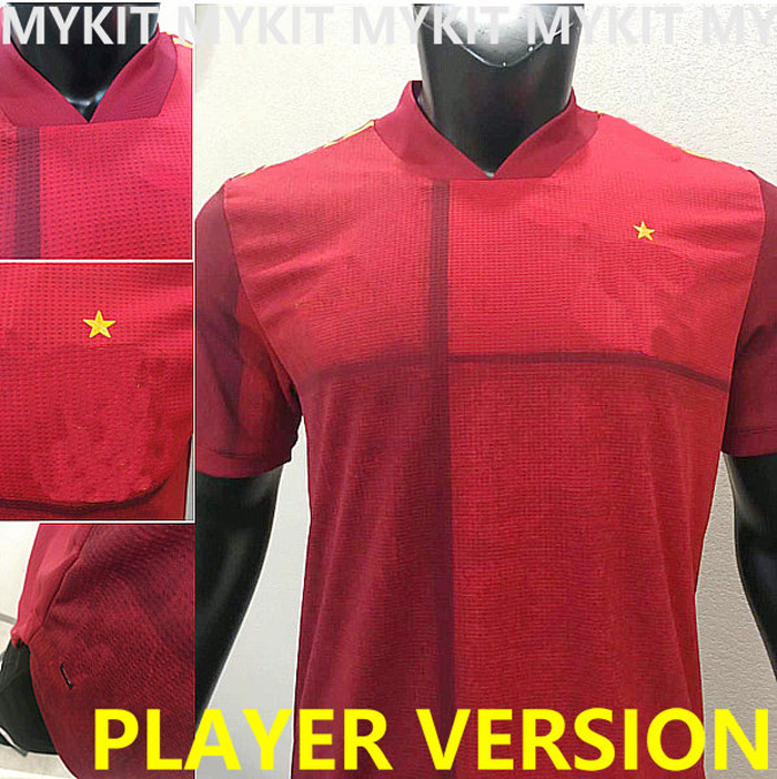 

2021 SERGIO RAMOS MORATA soccer jersey PLAYER VERSION camiseta de futbol FERRAN ANSU FATI OLMO GAYA RODRI OYARZABAL football shirt Men Kids set, Player version home + patch2