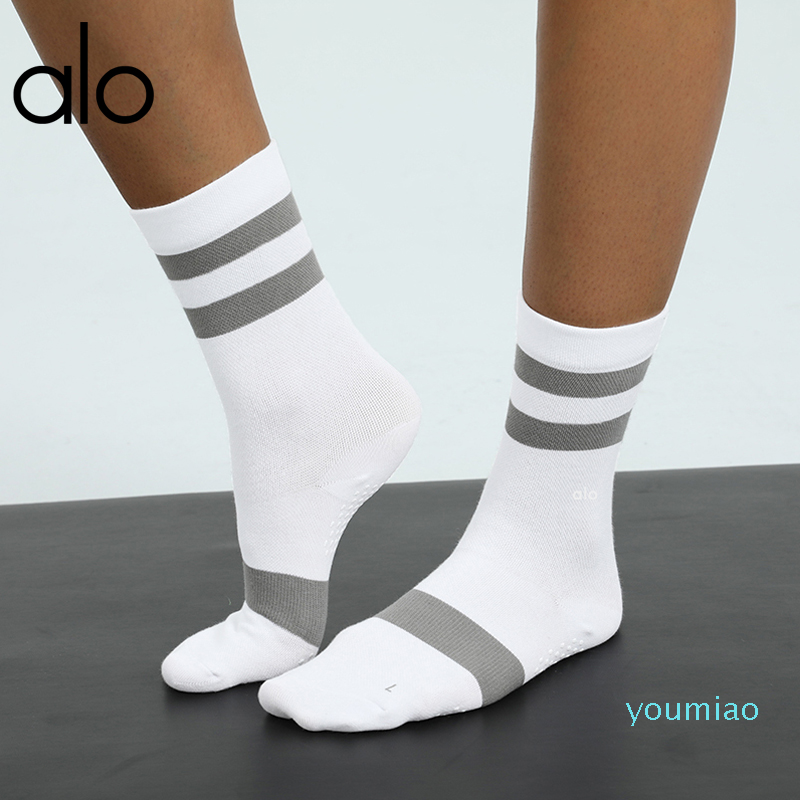 

Alo new men's and women's yoga socks training sports non-slip PVC dispensing skin-friendly soft sweat-absorbing elastic straight socks, Grey