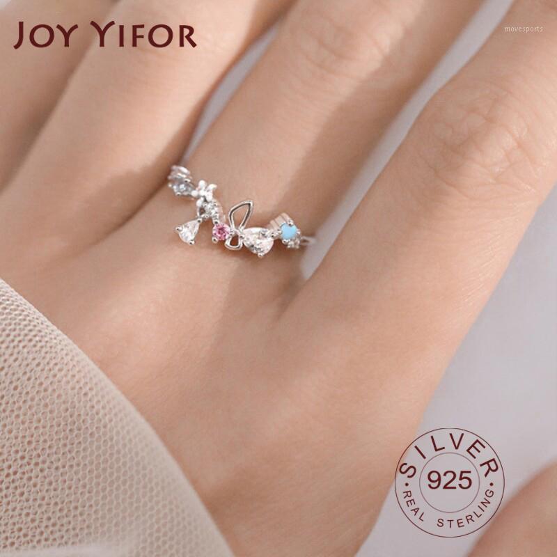 

Cluster Rings 925 Sterling Silver Korean Original Colorful Wreath Ring Light Luxury Sexy Index Finger Female Opening Adjustable Gift1