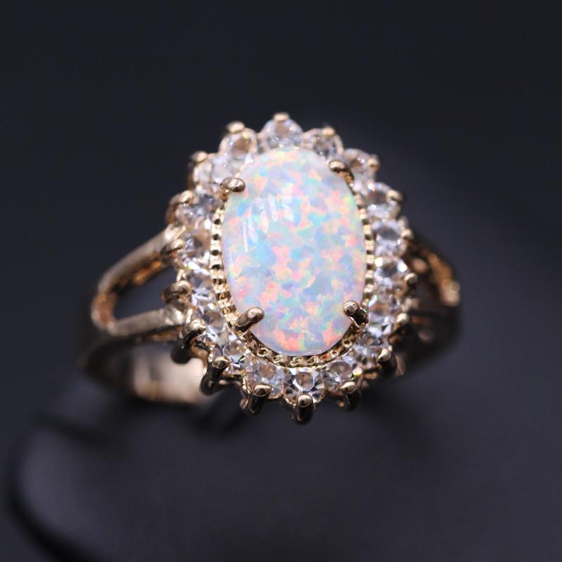 

Wedding Rings Boho Female Oval Zircon Stone Jewelry Charm Gold Color Thin For Women Trendy Crystal Flower Engagement Ring