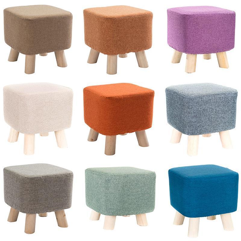 

Cotton And Linen Ottoman Chair Cover Stretch Square Stool Covers Protective Slipcover For Rest Footstool Decor Seat Case