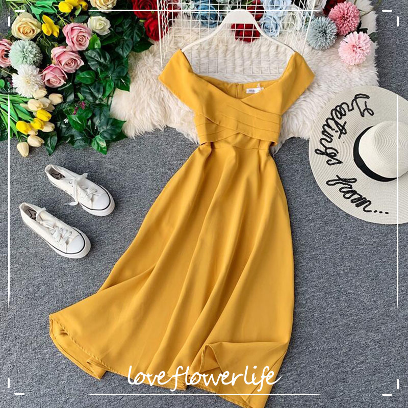 

Vintage Slim Ruffles Sexy Off Shoulder Summer Dress Vestido De Festa Women Casual Elegant Party Dresses A-Line Vestidos 210521, Brick red