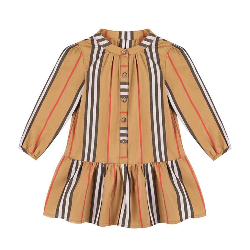 

Designer Kids For Girls Girl Dress Striped Princess Child Long Sleeve Single Breasted Brand Clothes Age 8 Years, Red;yellow
