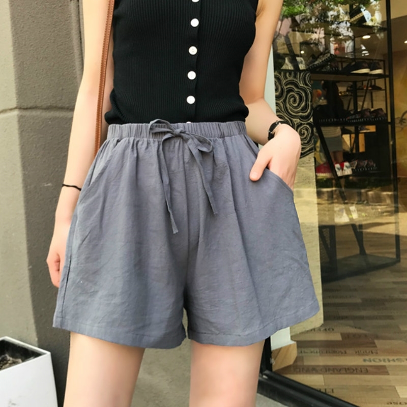 

Women' Shorts Summer Casual Cotton Linen Plus Size High Waist Fashion Woman Streetwear Pants 210603, Green