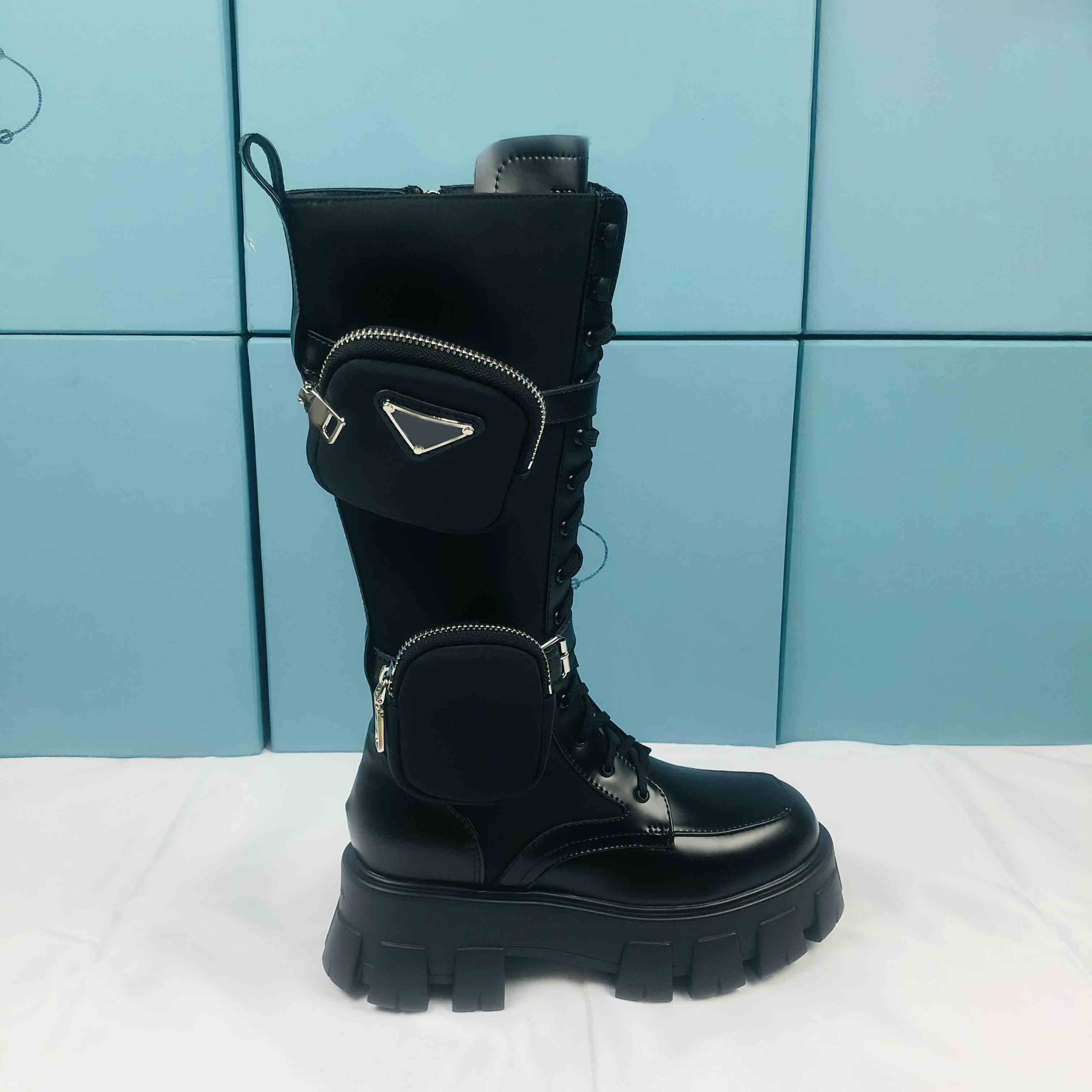 

Women Designer Rois Boots Thigh-High Martin Bootis and Removable Keycase Nylon Boot military inspired Low cut combat booties TOP quality