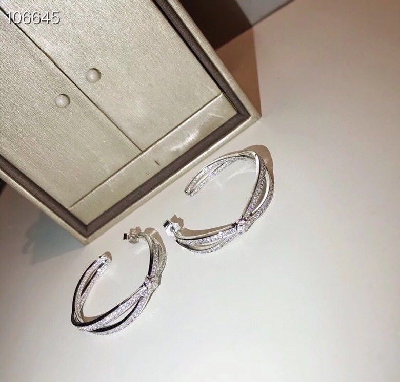 

Luxury Liens Josephine Brand Designer S925 Sterling Silver Full Crystal Cross Charm Big Round Loop Earrings For Elegant Women, Golden