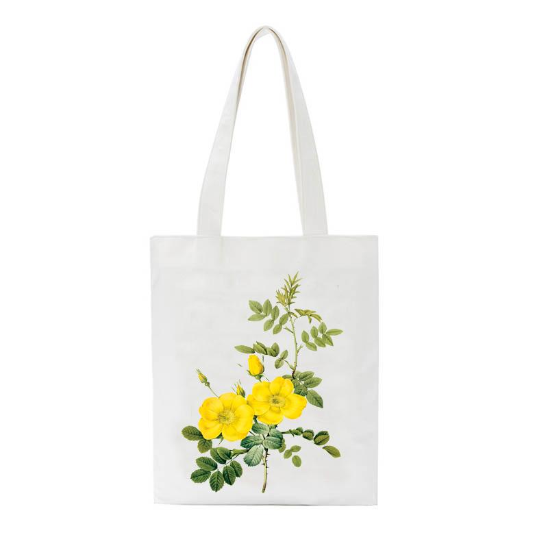 

Shopping Bags Floral Flower Plant Art Print Reusable Bag Women Canvas Tote Eco Schoolgirl Larger Cartoon Shopper Shoulder, A740