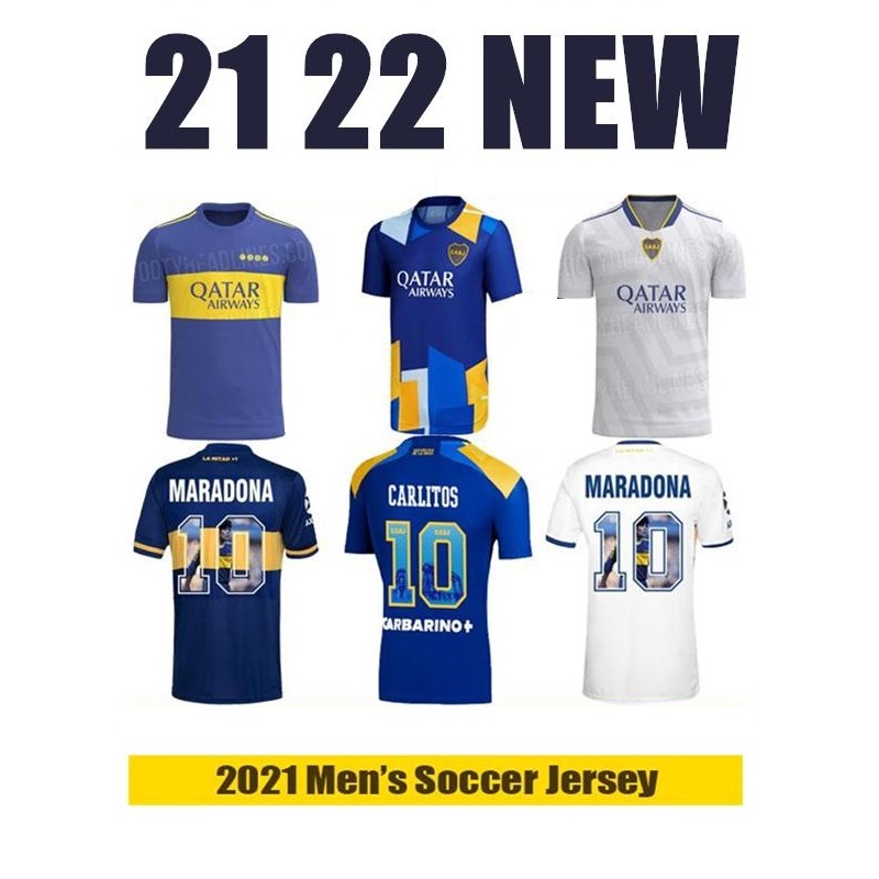 

21 22 Boca Juniors Soccer Jerseys DE ROSSI TEVEZ BOCA Camiseta CARLITOS MARADONA thailand football shirt MEN AND KIDS SETS UNIFORM, No number name