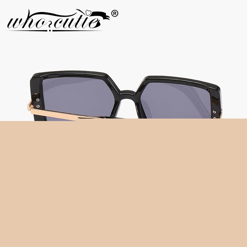 

Sunglasses WHO CUTIE 2021 Oversized Women Vintage Gradient Lens Shades Eyewear Square Frame Sun Glasses Female Oculos UV400, White;black